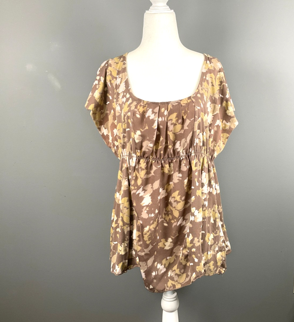 Calvin Klein Women's Floral-Print Short Sleeve Babydoll Empire Waist Size XL
